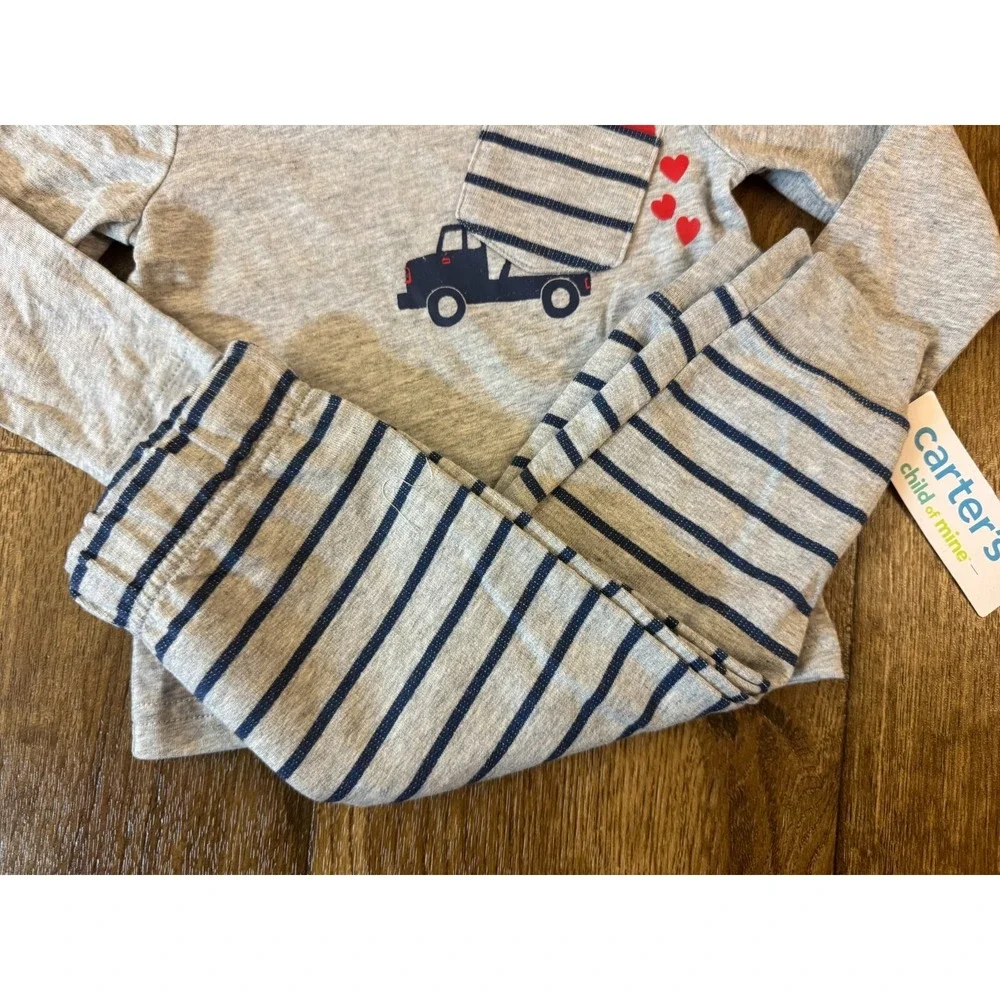 Carters Baby Boy Outfit 12 Months Valentine's Day Shirt Pants‎ Dump Truck Hearts